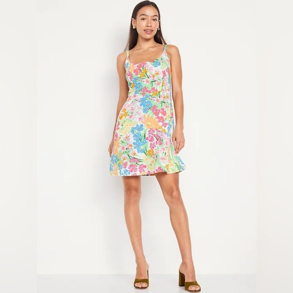 NWT Old Navy Linen Fit & Flare Cami Mini Dress, Size XS Petite